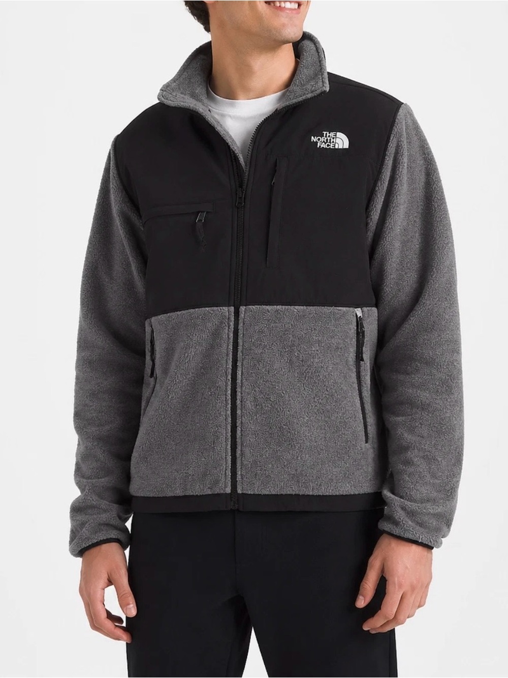 The North Face Men's Denali Full Zip Fleece Jacket Gray Black Medium